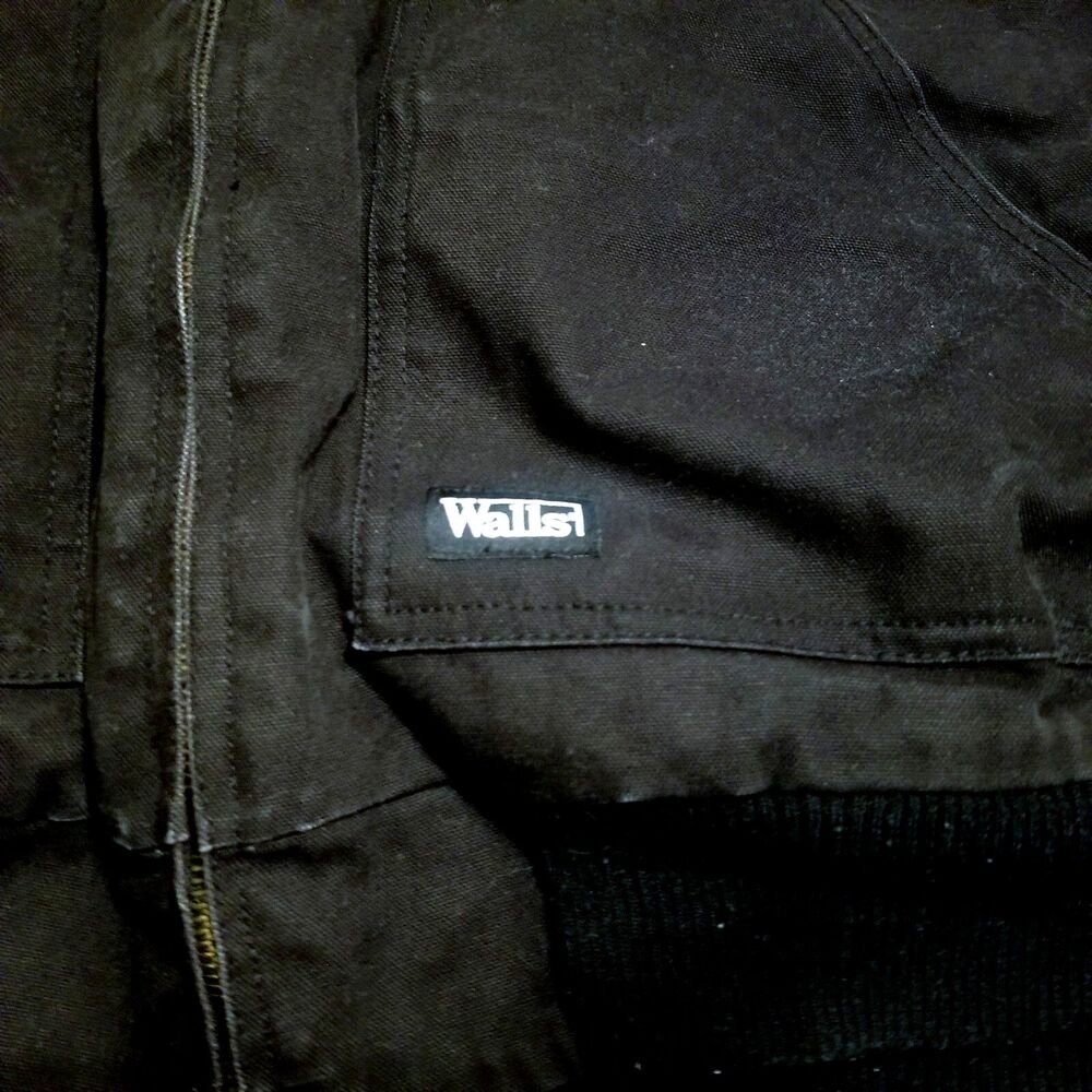 Walls Chore Jacket Men XXL Black Hooded Insulated Workwear Vtg Canvas Barn Coat - Picture 3 of 5